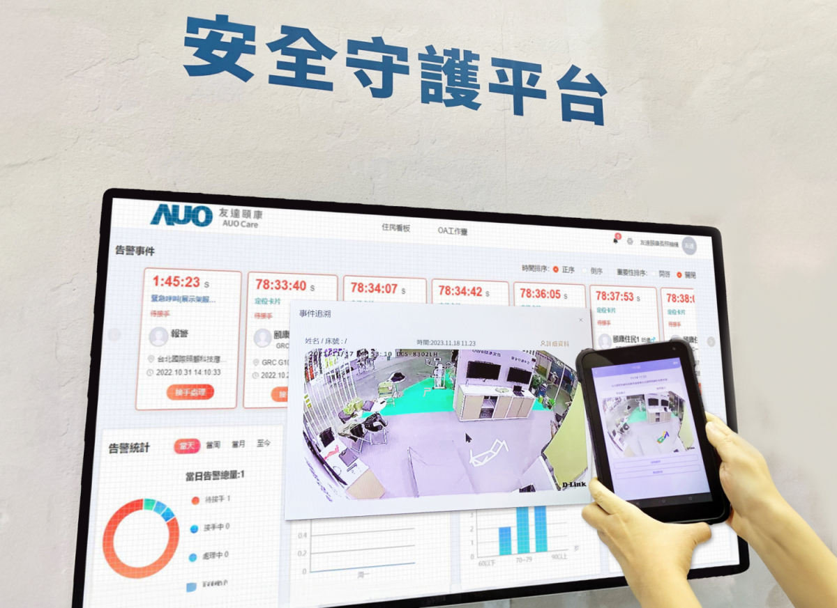 jinnian金年会颐康整合软硬件包含跌倒侦测、智能床垫和紧急呼叫管理等，透过安全守护平台进行IoT设备统一监控与管理，提供长照场域落实安全守护方案